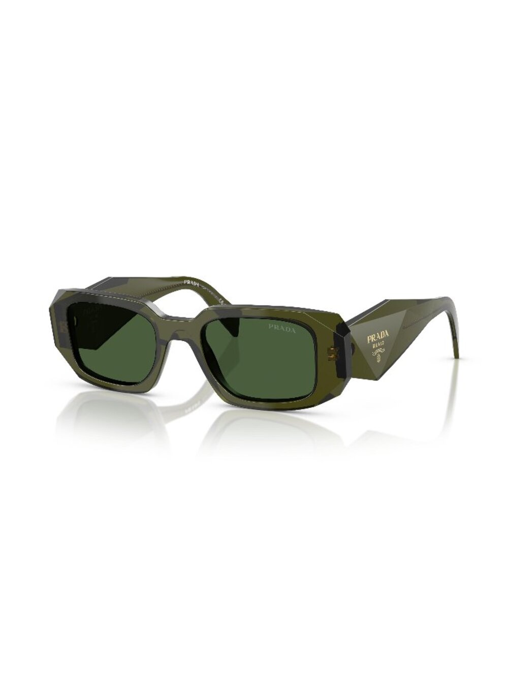 New Prada Women's Sunglasses Transparent Square Green Lens Acetate Frame PR 17WS